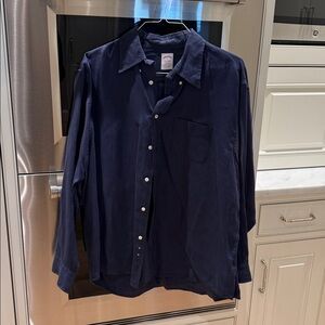 Worn Once Brooks Brothers Navy Linen Buttondown XL